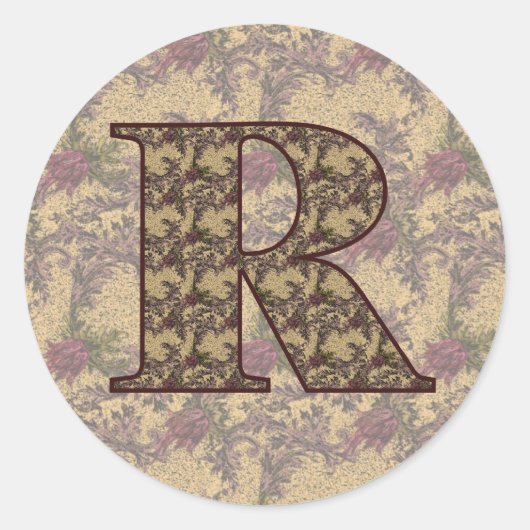 Initial R Elegant Runder Aufkleber (Vorderseite)