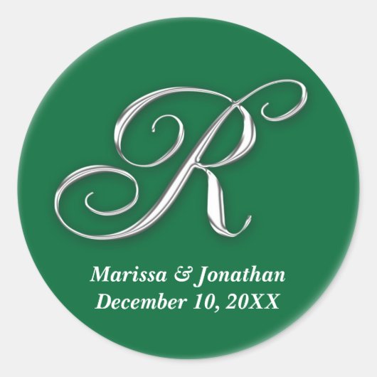 Initial R grüner monogramm individuelle Name favor Runder Aufkleber (Vorderseite)