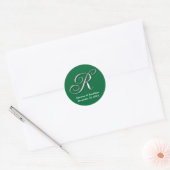 Initial R grüner monogramm individuelle Name favor Runder Aufkleber (Umschlag)