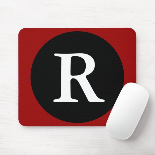 Initial R / Letter R Red Black & White Mousepad (Mit Mouse)