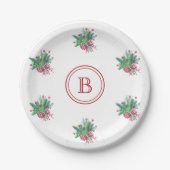 Initial, Red & Green Christmas Bouquet Pappteller (Vorderseite)
