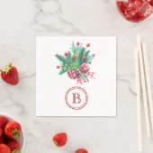 Initial, Red & Green Christmas Bouquet Party Paper Serviette (Beispiel)