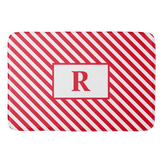 Initial Red/White Stripes Bath Mat Badematte (Vorderseite)