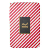 Initial Red/White Stripes Bath Mat Badematte (Vorderseite Vertikal)