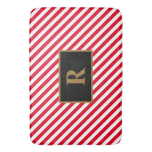 Initial Red/White Stripes Bath Mat Badematte (Vorderseite Vertikal)