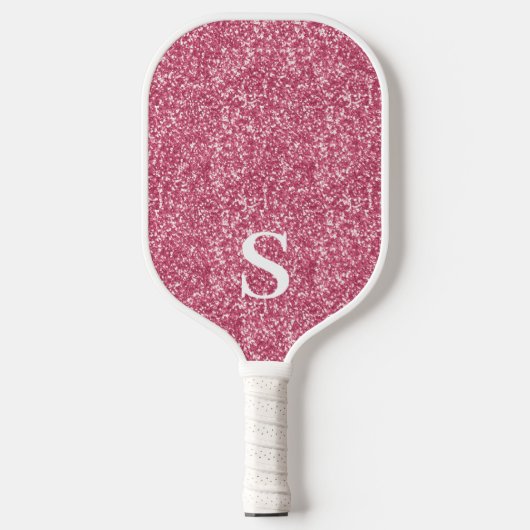 Initial rosa Glitzer Monogram Pickleball Schläger (Vorderseite)