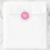 Initial rosa Rundkleber für die Spotty Monogram Runder Aufkleber (Tasche)
