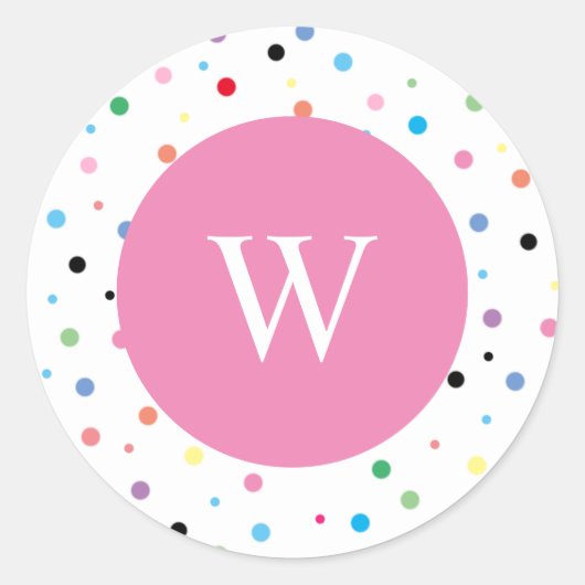 Initial rosa Rundkleber für die Spotty Monogram Runder Aufkleber (Vorderseite)