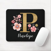 Initial rosa, schwarzer Buchstabe P Mousepad (Mit Mouse)