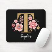 Initial rosa Schwarzer Buchstabe T Mousepad (Mit Mouse)
