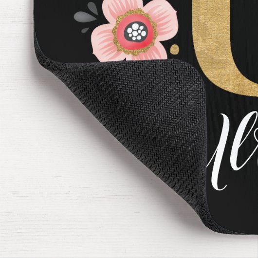 Initial rosa, schwarzer Buchstabe U, Klasse Monogr Mousepad (Ecke)