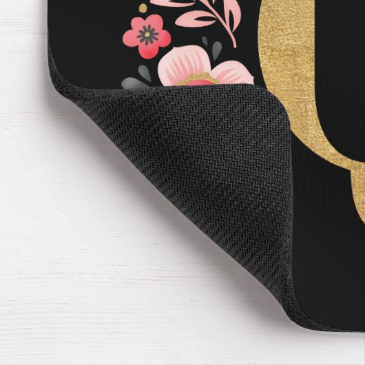 Initial rosa, schwarzer Buchstaben Q, klassisches  Mousepad (Ecke)