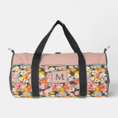 Initial rosa und graue Floral Monogramm Duffle Bag (Vorderseite)