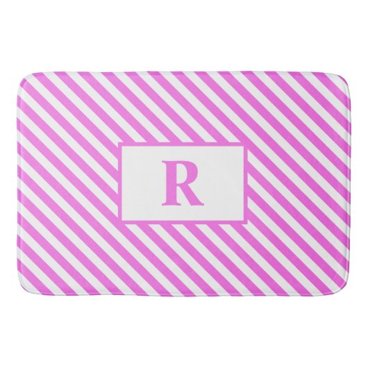 Initial rosa/weiße Streifen Bath Mat Badematte (Vorderseite)