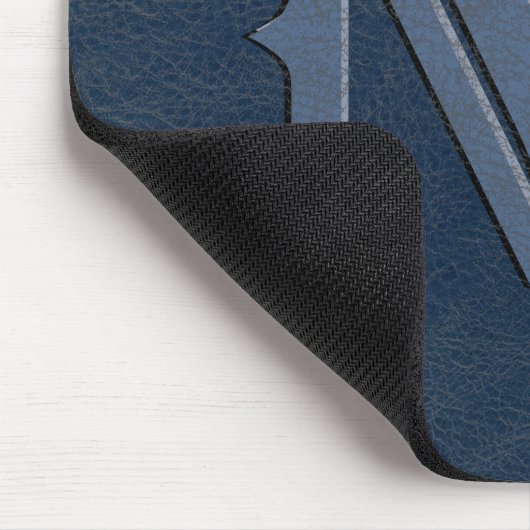 Initial Rustic Blue Leather Texture Monogram Mousepad (Ecke)