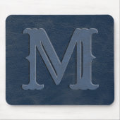Initial Rustic Blue Leather Texture Monogram Mousepad (Vorne)