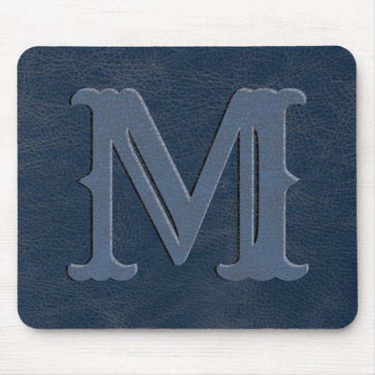 Initial Rustic Blue Leather Texture Monogram Mousepad (Vorne)