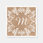 Initial Rustic Burlap Floral Monogram Serviette (Vorderseite)