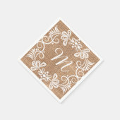 Initial Rustic Burlap Floral Monogram Serviette (Ecke)