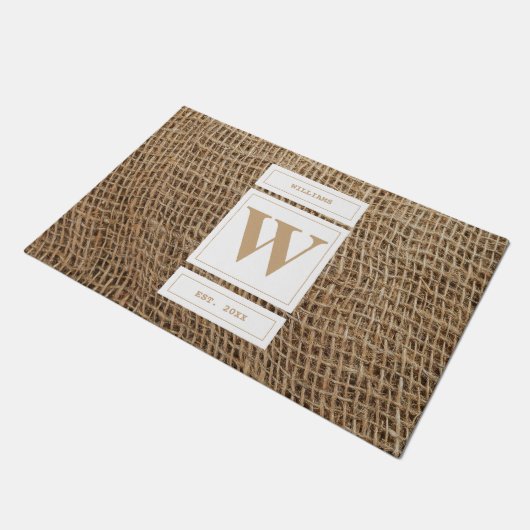 Initial Rustic Burlap Monogram Fußmatte (Schrägansicht)