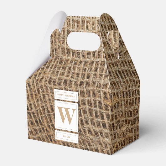 Initial Rustic Burlap Monogram Geschenkschachtel (Rückseite)