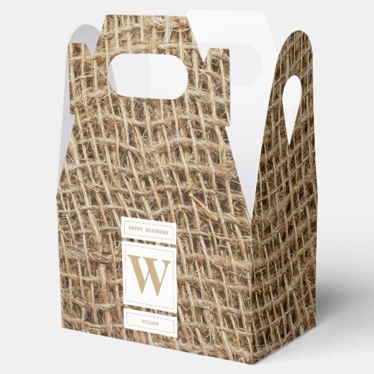 Initial Rustic Burlap Monogram Geschenkschachtel (Geöffnet)