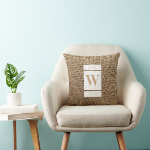 Initial Rustic Burlap Monogram Kissen