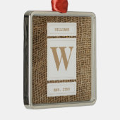 Initial Rustic Burlap Monogram Ornament Aus Metall (Rechts)
