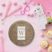 Initial Rustic Burlap Monogram Pappteller (Party)