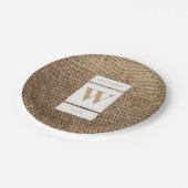 Initial Rustic Burlap Monogram Pappteller (Schrägansicht)