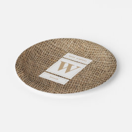 Initial Rustic Burlap Monogram Pappteller