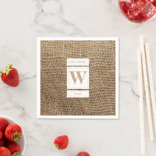 Initial Rustic Burlap Monogram Serviette (Beispiel)