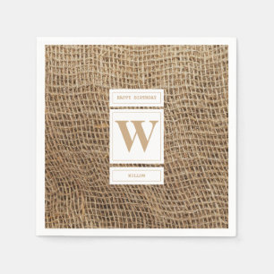 Initial Rustic Burlap Monogram Serviette