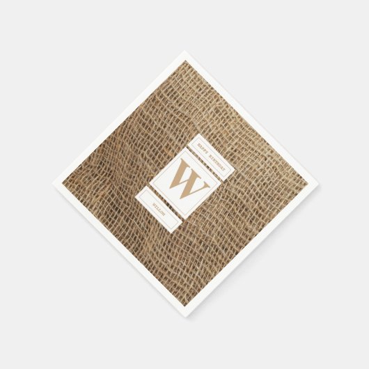 Initial Rustic Burlap Monogram Serviette (Ecke)