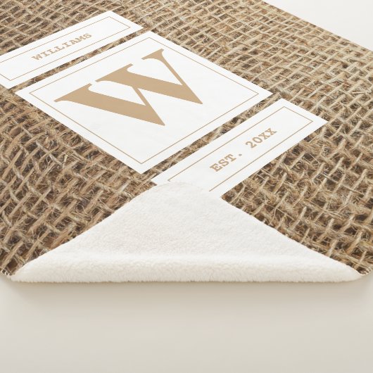 Initial Rustic Burlap Monogram Sherpadecke (3/4)