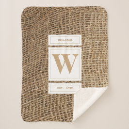 Initial Rustic Burlap Monogram Sherpadecke