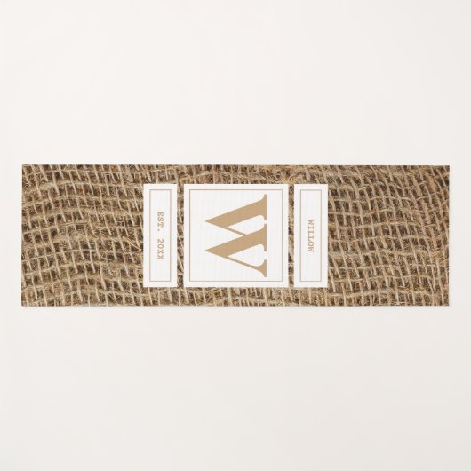 Initial Rustic Burlap Monogram Yogamatte (Vorderseite (Horizontal))