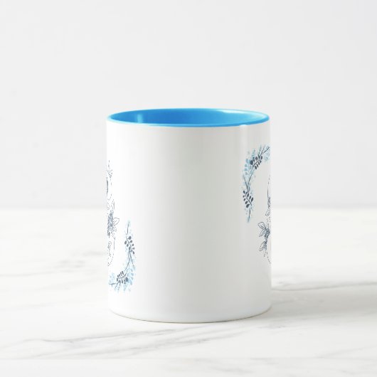 Initial "S" Blue Monogram Calm Floral Coffee Tasse (Zentrum)