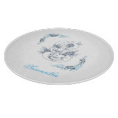Initial "S" Blue Monogram Calm Floral Schneidebrett (Ecke)