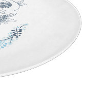 Initial "S" Blue Monogram Calm Floral Schneidebrett (Ecke)