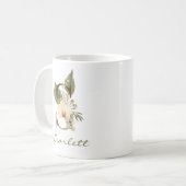 Initial S Boho Floral Orchid Grüne Individuelle Na Kaffeetasse (Vorderseite Links)