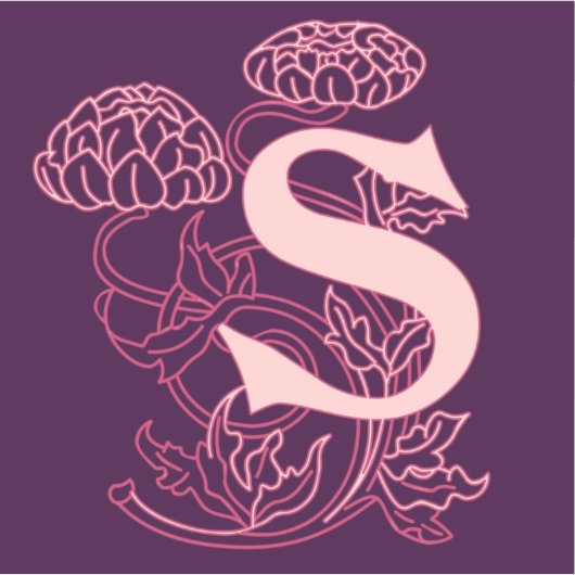 Initial S floral Aufkleber (Vorderseite)