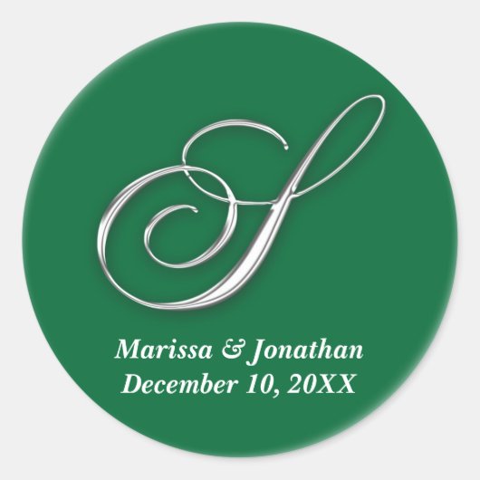 Initial S grüner monogramm individuelle Name bevor Runder Aufkleber (Vorderseite)