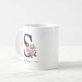 Initial S Monogram Floral Blume Rosenrosen Tasse (Vorderseite Links)