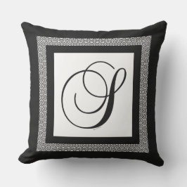 Initial S Schwarz-weiß Kissen
