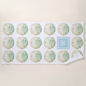 Initial Sand Dollar Beach Custom Monogram Strandtuch (Vorderseite)