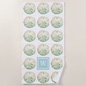 Initial Sand Dollar Beach Custom Monogram Strandtuch (Vorderseite)