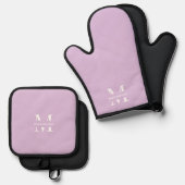 Initial Schlichter Name des Lila Monogramms Ofenhandschuh & Topflappen-Set (Vorderseite/Rückseite)