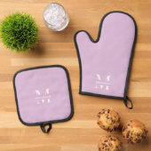 Initial Schlichter Name des Lila Monogramms Ofenhandschuh & Topflappen-Set (Oben Unten)