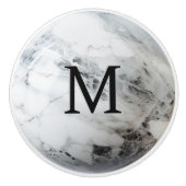 Initial Schwarz-weiß Marble Orb Monogram Keramikknauf (Vorderseite)